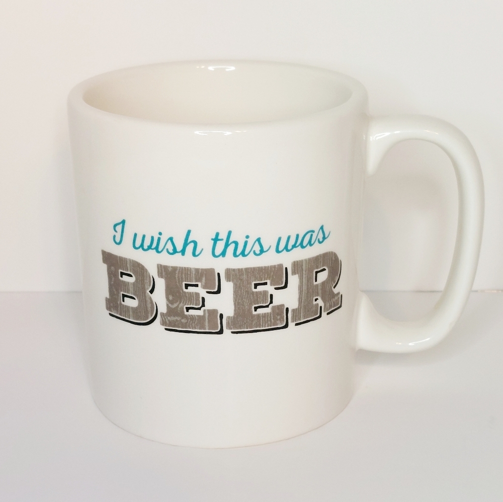 White "I wish this were beer" Oversize 20oz Large Coffee Mug